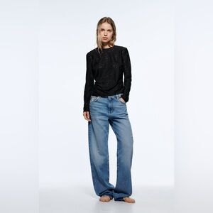 ZARA Black perforated top. Size: M